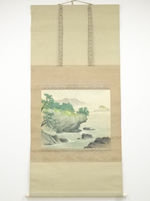 JAPANESE HANGING SCROLL / HAND PAINTED / IZU SCENERY / BY YOSUI MIZUNO